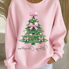 Lilian | Oversized Christmas Sweatshirt with Glitter Tree Print