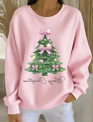 Lilian | Oversized Christmas Sweatshirt with Glitter Tree Print