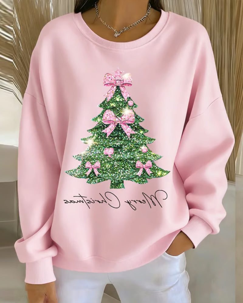 Lilian | Oversized Christmas Sweatshirt with Glitter Tree Print