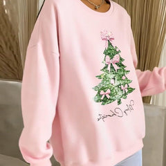 Lilian | Oversized Christmas Sweatshirt with Glitter Tree Print