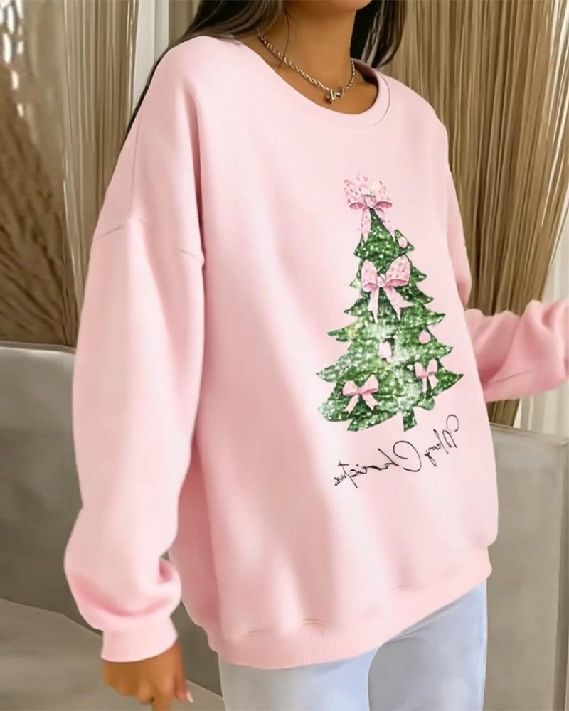 Lilian | Oversized Christmas Sweatshirt with Glitter Tree Print