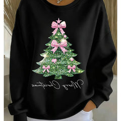 Lilian | Oversized Christmas Sweatshirt with Glitter Tree Print