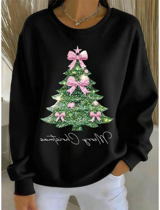 Lilian | Oversized Christmas Sweatshirt with Glitter Tree Print
