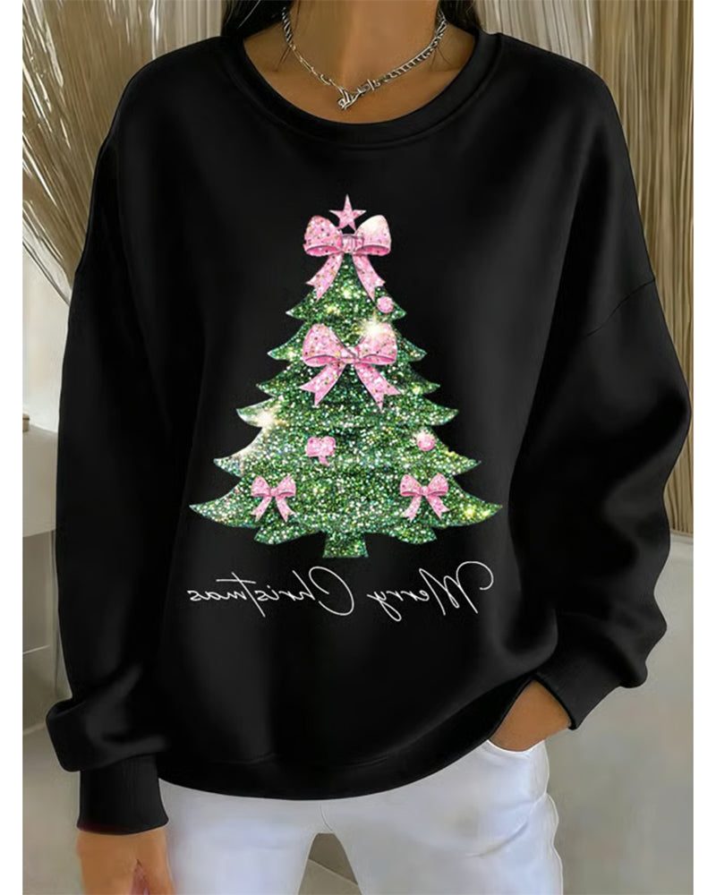 Lilian | Oversized Christmas Sweatshirt with Glitter Tree Print