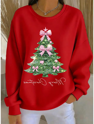 Lilian | Oversized Christmas Sweatshirt with Glitter Tree Print