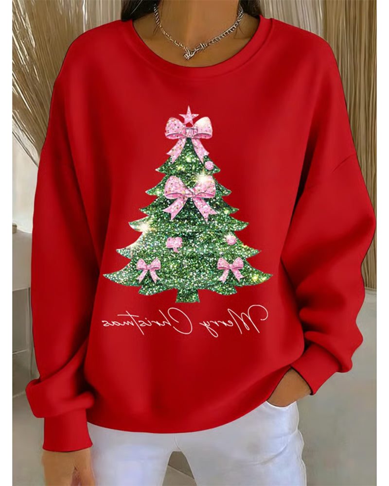 Lilian | Oversized Christmas Sweatshirt with Glitter Tree Print