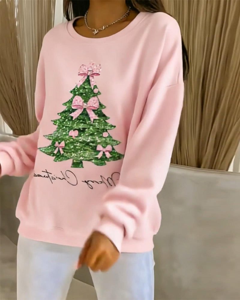 Lilian | Oversized Christmas Sweatshirt with Glitter Tree Print