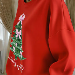 Lilian | Oversized Christmas Sweatshirt with Glitter Tree Print