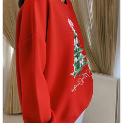 Lilian | Oversized Christmas Sweatshirt with Glitter Tree Print