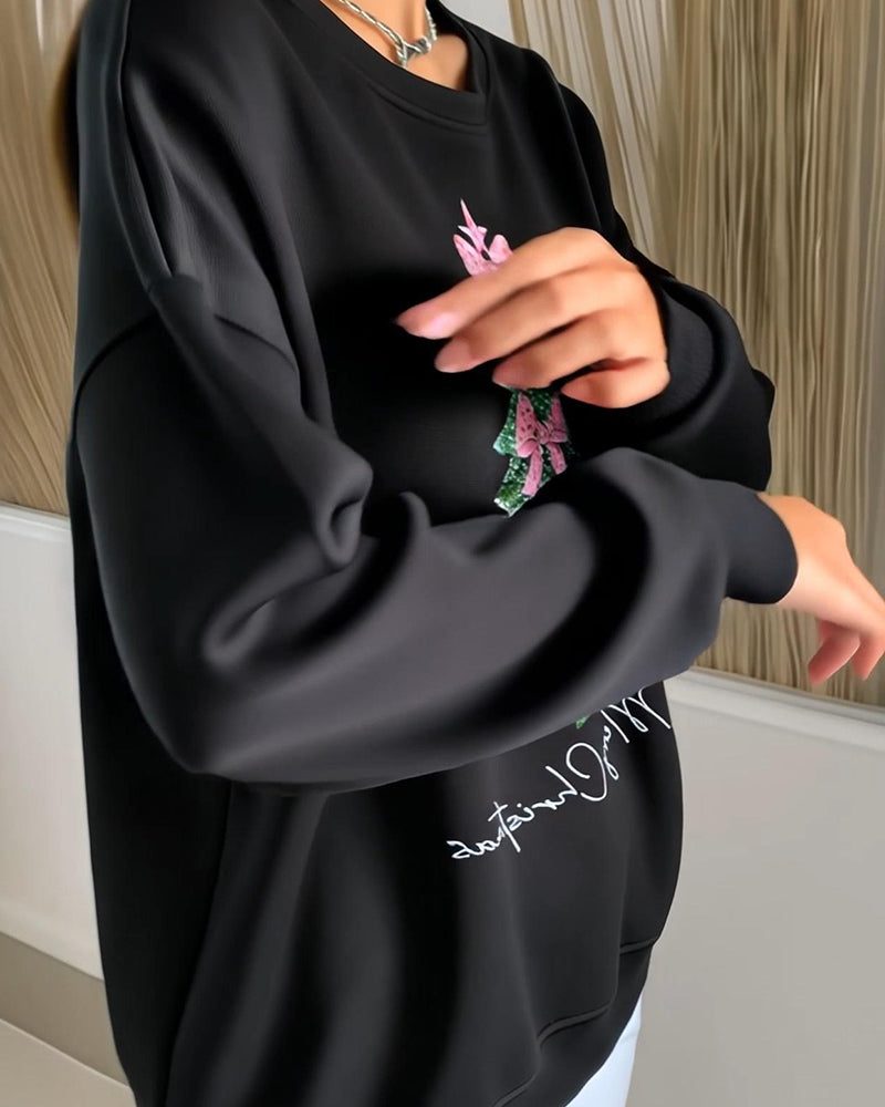 Lilian | Oversized Christmas Sweatshirt with Glitter Tree Print