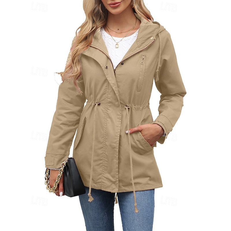 Gwendolyn | Hooded Utility Coat with Drawstring Waist