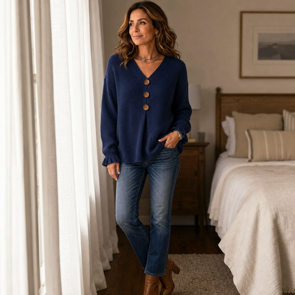 Thea | Soft Ribbed Jumper with V-Neckline
