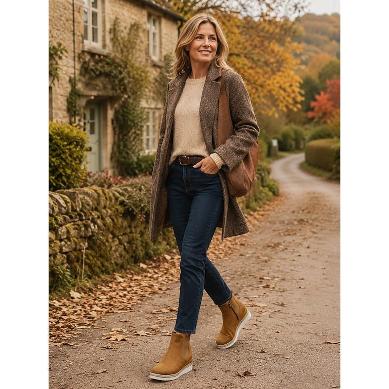 Clemence | Cushioned Wedge Ankle Boots with Braided Trim