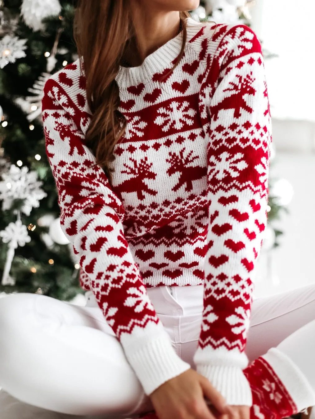Stella | Fair Isle Christmas Jumper with Reindeer & Snowflake Pattern