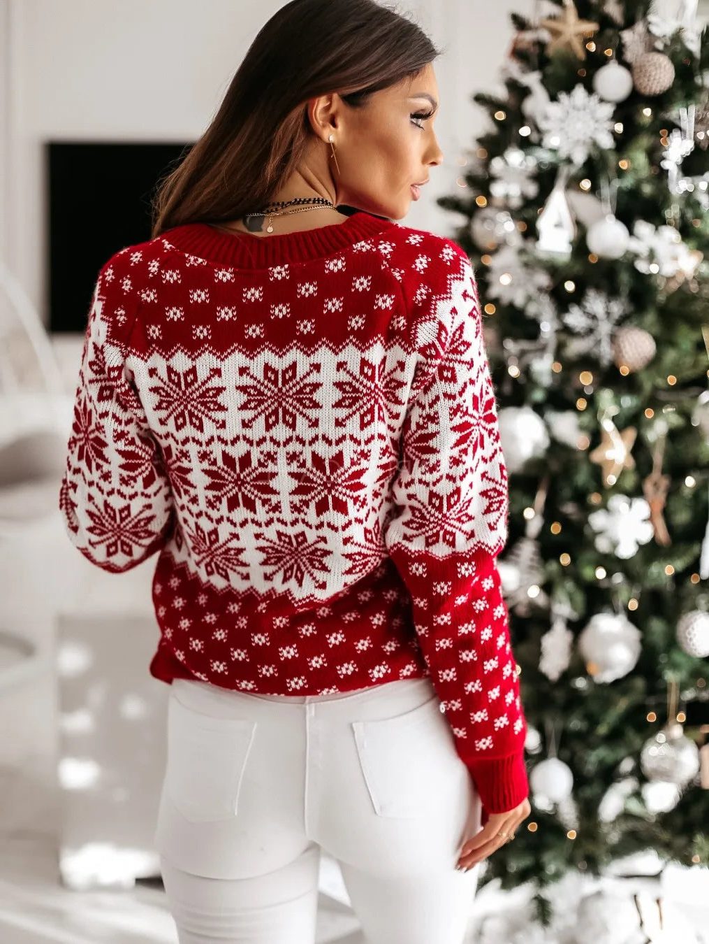Stella | Fair Isle Christmas Jumper with Reindeer & Snowflake Pattern