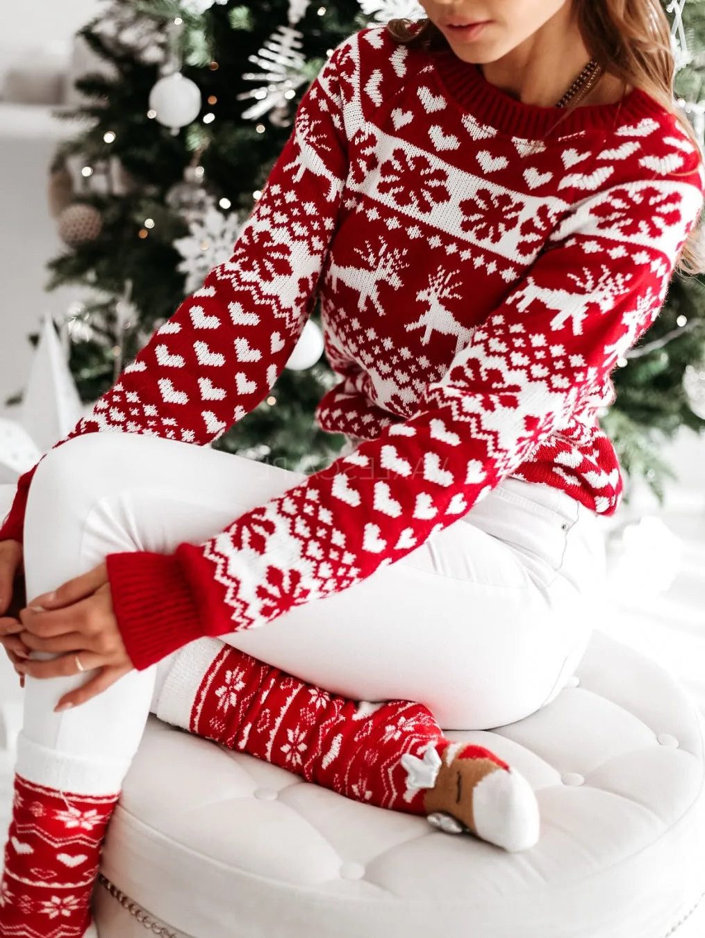 Stella | Fair Isle Christmas Jumper with Reindeer & Snowflake Pattern