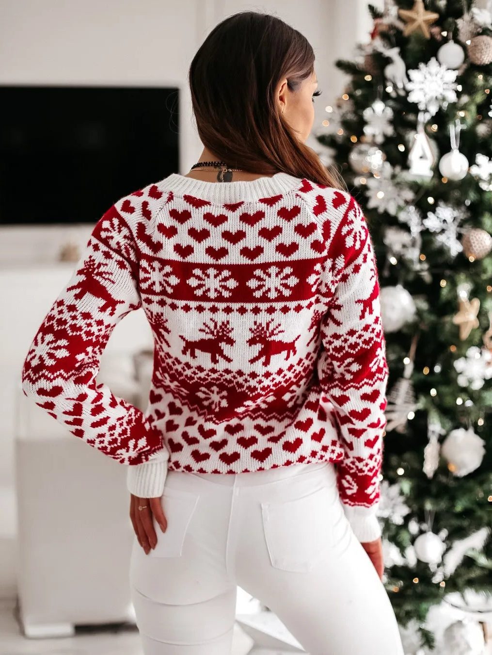 Stella | Fair Isle Christmas Jumper with Reindeer & Snowflake Pattern