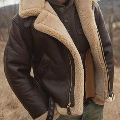 Fraser | Aviator Jacket with Wide Plush Collar and Buckle Strap