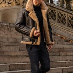 Fraser | Aviator Jacket with Wide Plush Collar and Buckle Strap