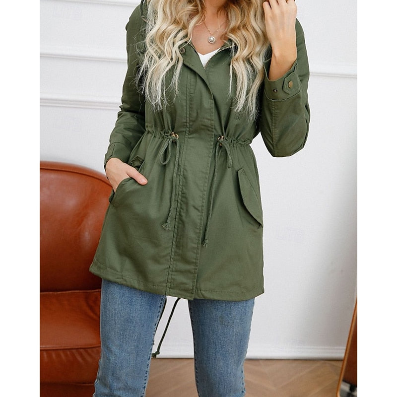Gwendolyn | Hooded Utility Coat with Drawstring Waist