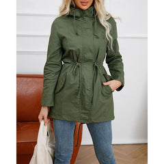Gwendolyn | Hooded Utility Coat with Drawstring Waist
