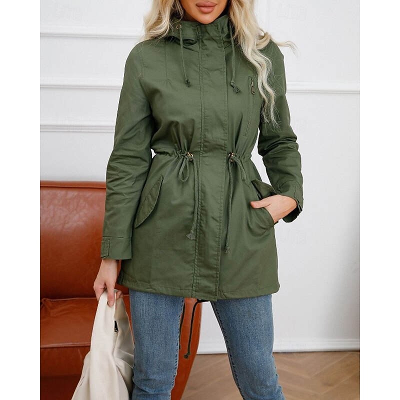 Gwendolyn | Hooded Utility Coat with Drawstring Waist