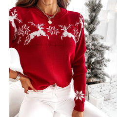 Natalie | Reindeer Christmas Jumper with Snowflake Trim