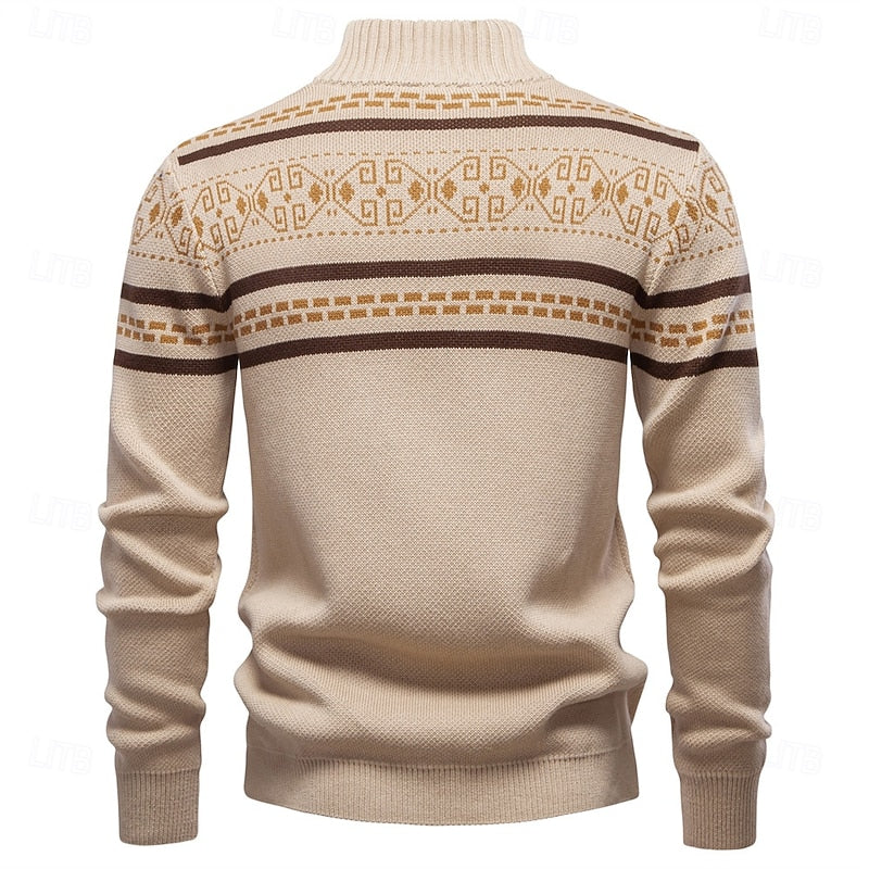 Alistair | Classic Fair Isle Cardigan with Stand Collar
