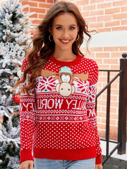 Gemma | Crew Neck Christmas Jumper with Festive Knit Pattern