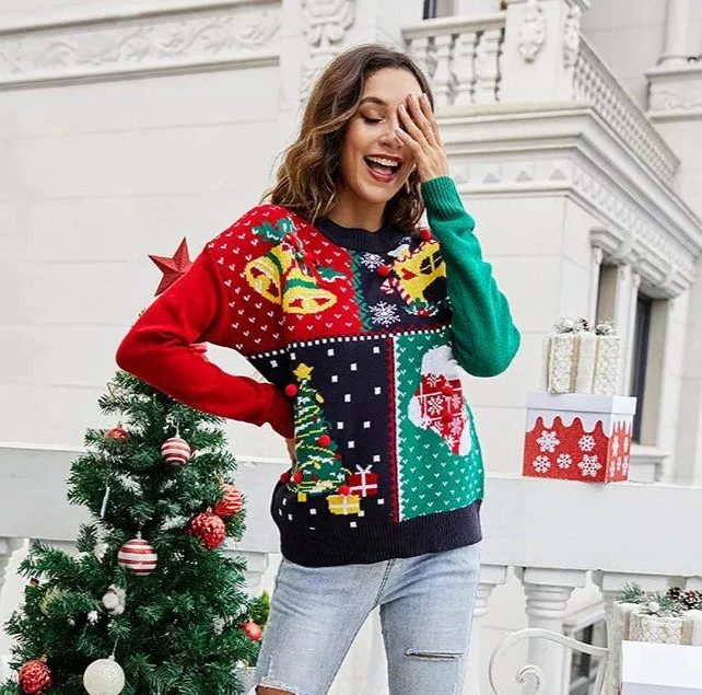 Gemma | Crew Neck Christmas Jumper with Festive Knit Pattern