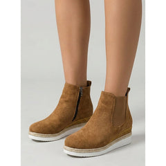 Eliza | Wedge Chelsea Boots with Braided Sole Trim