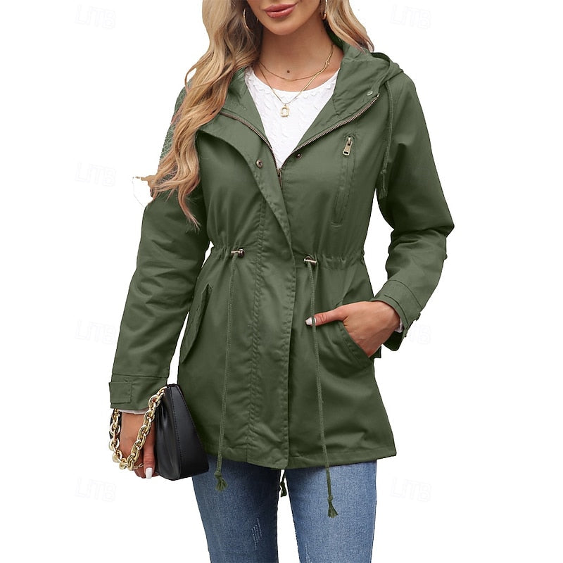 Gwendolyn | Hooded Utility Coat with Drawstring Waist