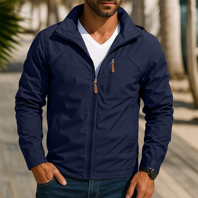 Duncan | Relaxed Outdoor Jacket with Stand Collar - Navy Blue