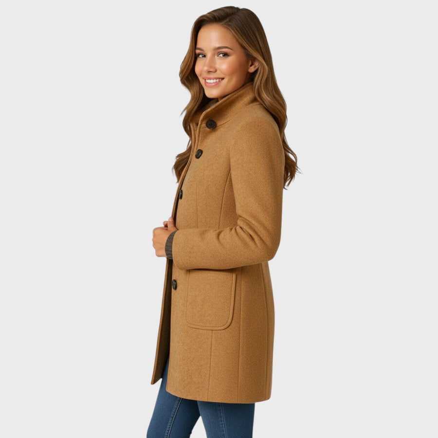 Genevieve | Tailored Longline Coat with Stand Collar