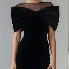 Audrey | Bodycon Midi Dress with Oversized Bow Neckline