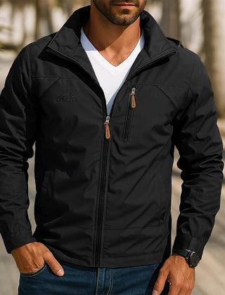 Duncan | Relaxed Outdoor Jacket with Stand Collar - Black