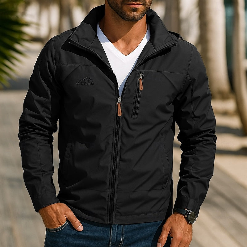 Duncan | Relaxed Outdoor Jacket with Stand Collar - Black