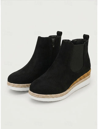 Eliza | Wedge Chelsea Boots with Braided Sole Trim