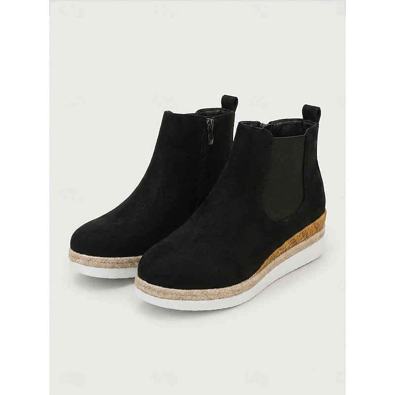 Eliza | Wedge Chelsea Boots with Braided Sole Trim