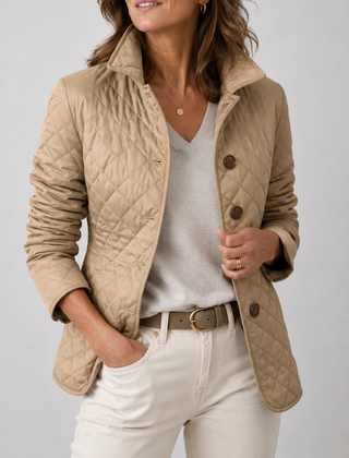 Odile Diamond Quilted Jacket - Khaki