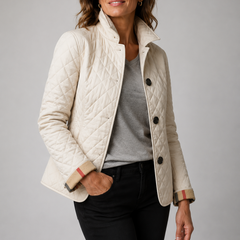 Odile Diamond Quilted Jacket - Beige