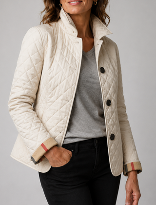 Odile Diamond Quilted Jacket - Beige