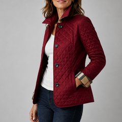 Odile Diamond Quilted Jacket - Burgundy