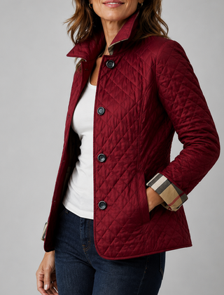 Odile Diamond Quilted Jacket - Burgundy