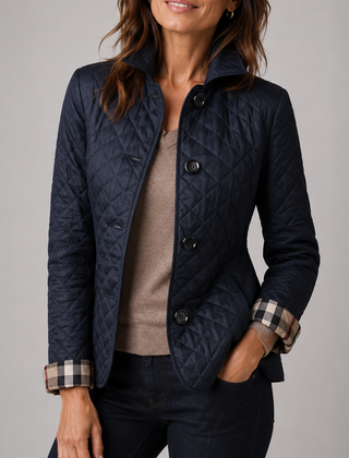 Odile Diamond Quilted Jacket - Navy Blue