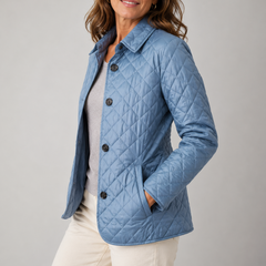 Odile Diamond Quilted Jacket - Light Blue