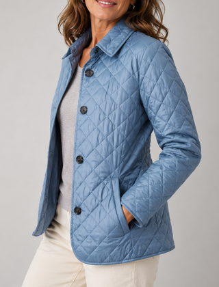 Odile Diamond Quilted Jacket - Light Blue