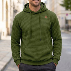 Lachlan | Waffle-Textured Hoodie with Kangaroo Pocket - Army Green