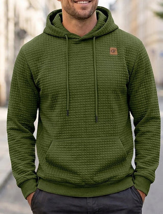 Lachlan | Waffle-Textured Hoodie with Kangaroo Pocket - Army Green