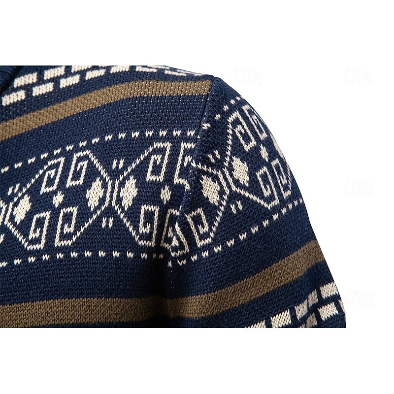 Alistair | Classic Fair Isle Cardigan with Stand Collar